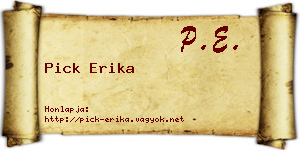 Pick Erika névjegykártya